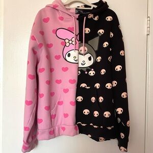 Sanrio Dumbgood my melody and Kuromi split hoodie XL